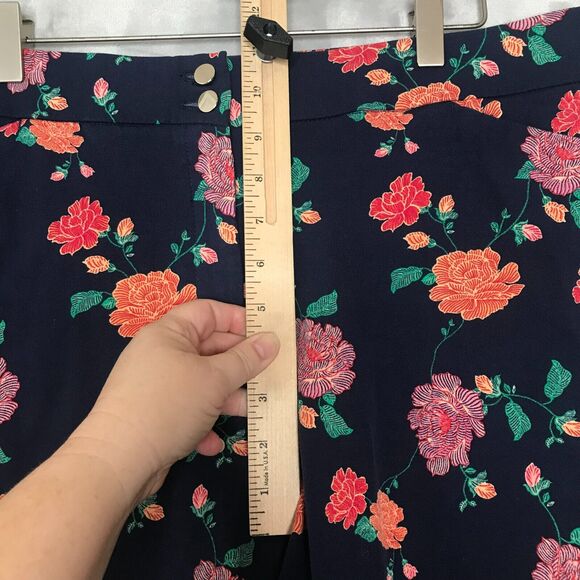 Chicos Crop Pant Womens 14 Blue Floral Flat Front Stretch High Waist Straight - Picture 7 of 8